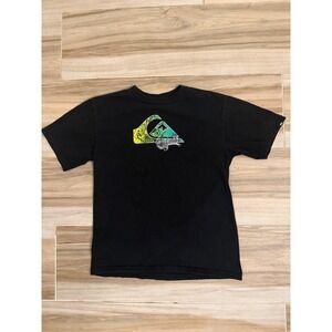 Vintage Quicksilver Mens Graphic T-Shirt Black Skull Mountain Wave Logo